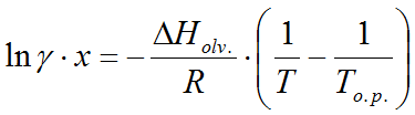ln(gamma*x) = -dH_olv/R * (1/T - 1/T_op)