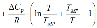 + dCp/R * (ln(T/T_MP) + T_MP/T - 1)